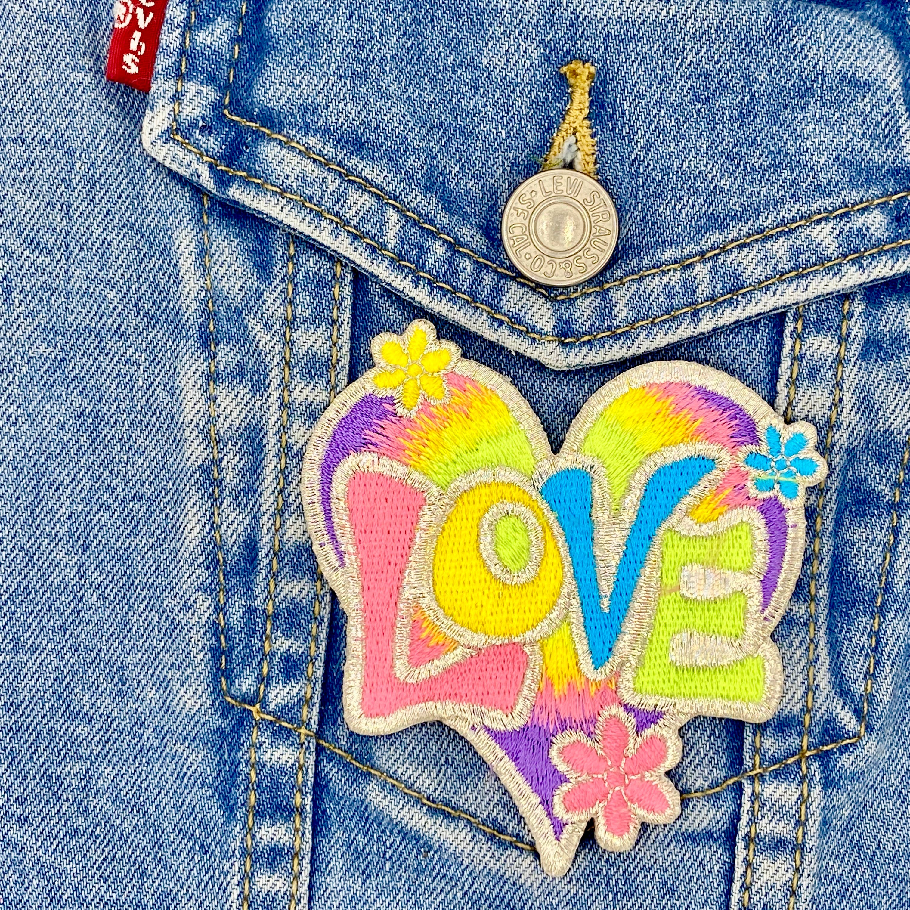 Wholesale Applique - Wholesale Patch - Love Heart - Pastel Multi-color, Retro Hippie Iron on Patch2