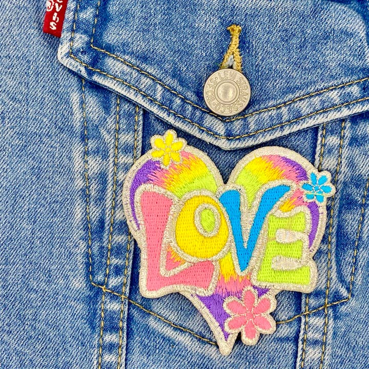 Wholesale Applique - Wholesale Patch - Love Heart - Pastel Multi-color, Retro Hippie Iron on Patch2