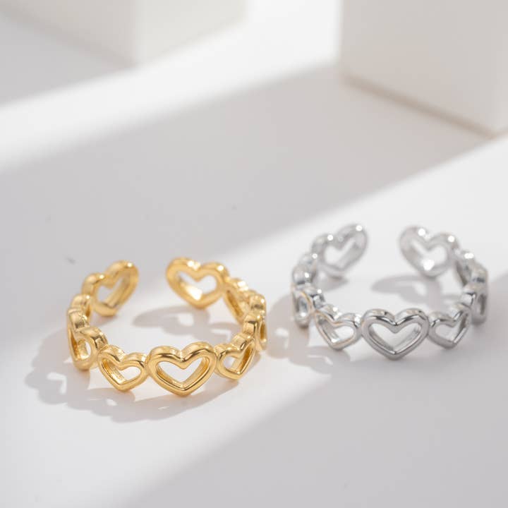 COSMOS - Wholesale Band/Stacked Ring - Adjustable minimalist stainless steel heart ring2