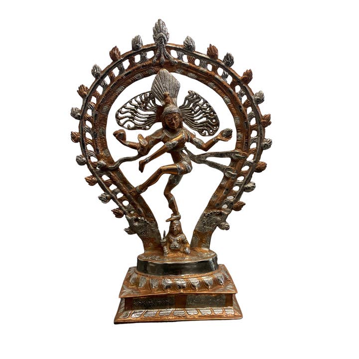 Divine Dance: Solid Brass Natraj Sculpture Copper/Silver for wholesale by India Overseas Trading Corporation