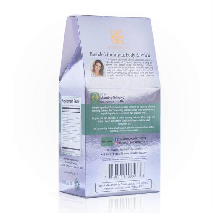 Secrets Of Tea - Wholesale Nursing Tea - Maternity - No To Morning Sickness Lemon Ginger Tea-USDA Organic-40 Serv1