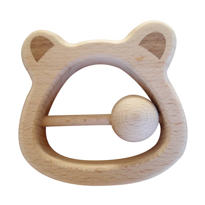 Mama Bear Beech Wood Teething Rattle for wholesale by Mama Chew