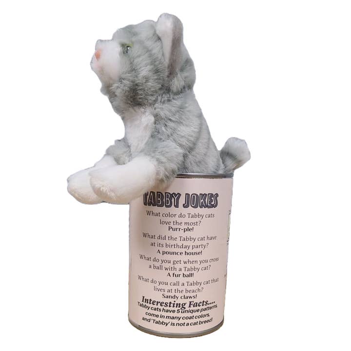 Canned Gifts - Wholesale Stuffed/Plush Toy - Kids & Baby - Canned Gray Tabby | Rescue Cat | Eco-Friendly Recycled Gift