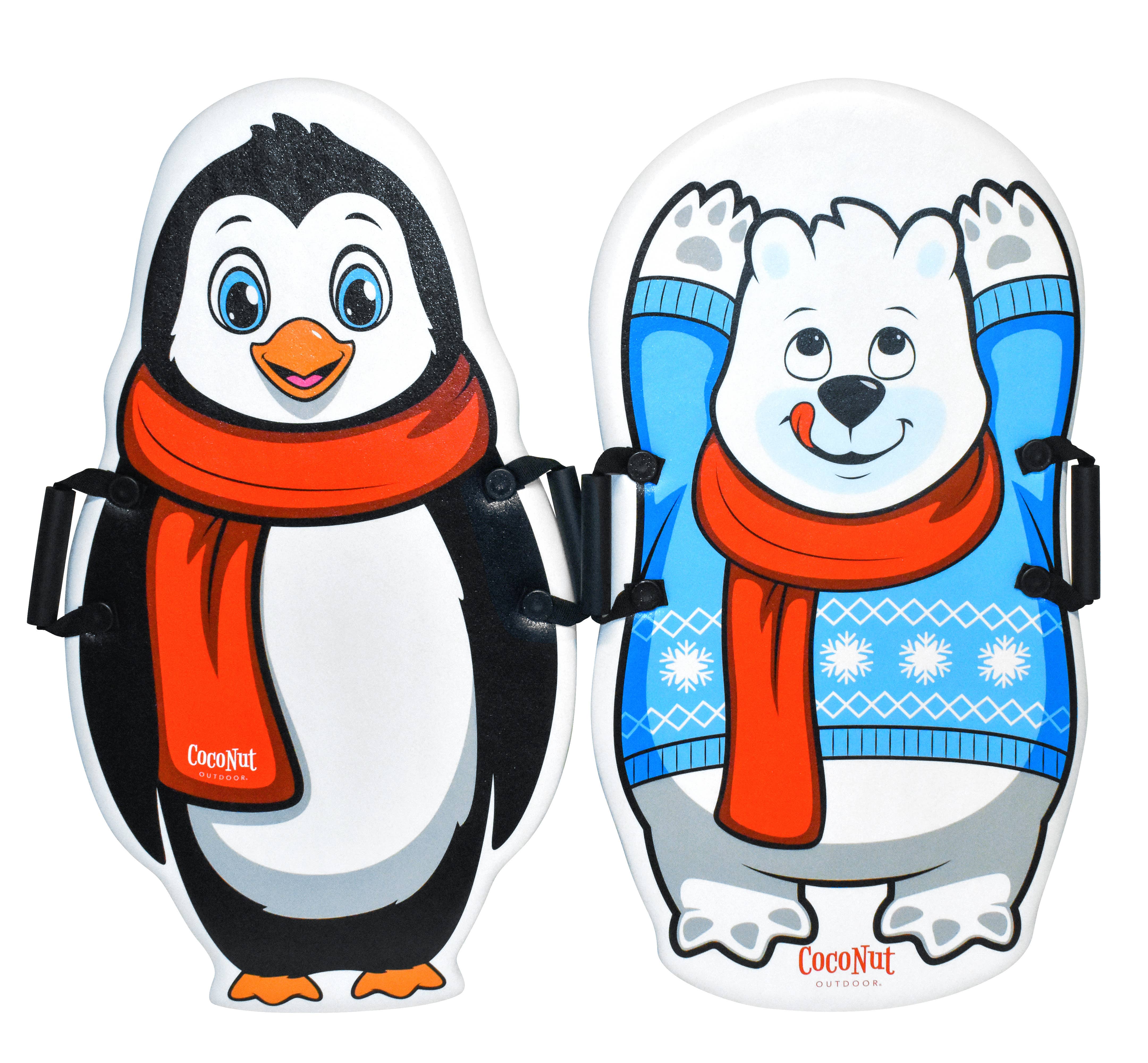 Coconut Outdoor - Vente Jeu de sport – enfant et bébé - Lot de 2 luges en mousse - Pingouin & Ours polaire
