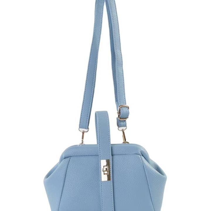 M-022-Top Handle Flap Kiss Clasp Twist Lock Cross Body Bag for wholesale by Papaya Fashion Ltd