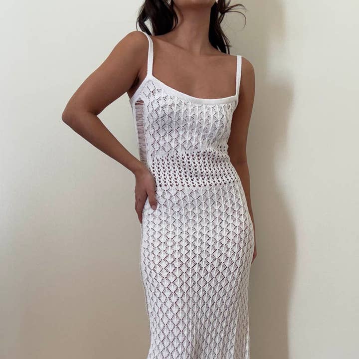 Gehaakte gebreide maxi-jurk voor wholesale door Salty