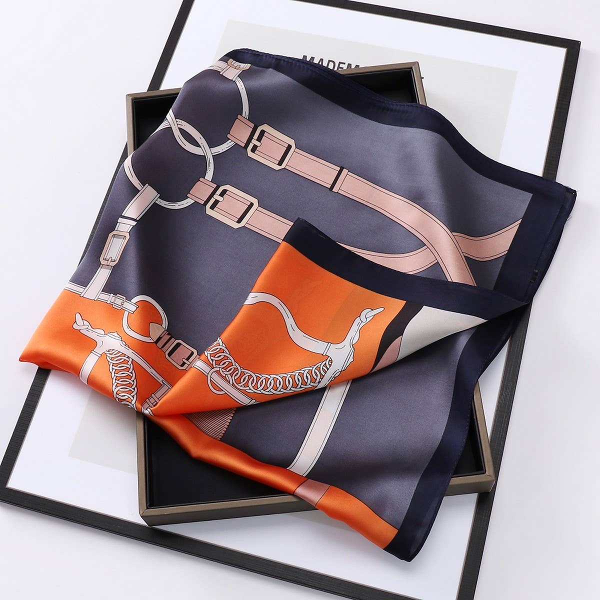 ACCITY - Wholesale Scarf - Women's - Vintage Letter Print Satin Square Scarf for Women_CWASC080933