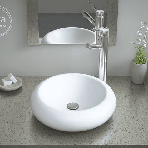 Circular countertop basin in solid surface "CHIVA" for wholesale by BAINS NEO