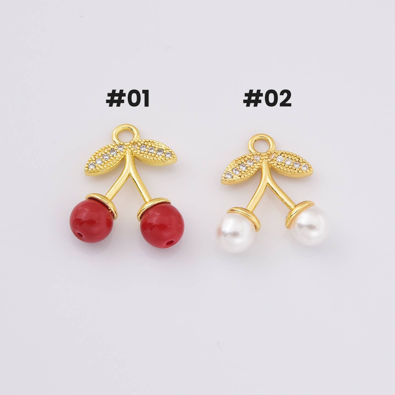 findings4uGem - Vente Colliers à pendentif - Pendentif Charme Fruit en Or Rempli Rouge Cerise et Perle, CP22183