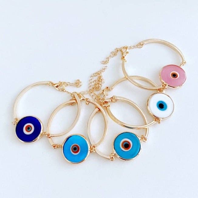 Bracciale malocchio in vetro di Murano, bracciale a catena in oro rosa, fatto a mano per la vendita all'ingrosso da parte di Evileyefavor