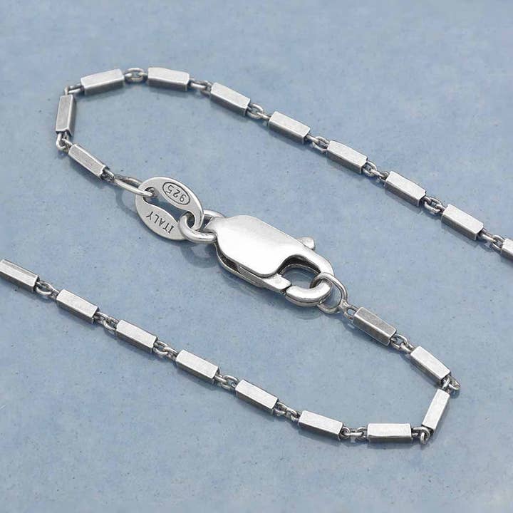 Nina Designs - Wholesale Link & Chain Necklace - Sterling Silver Rectangle Station Chain