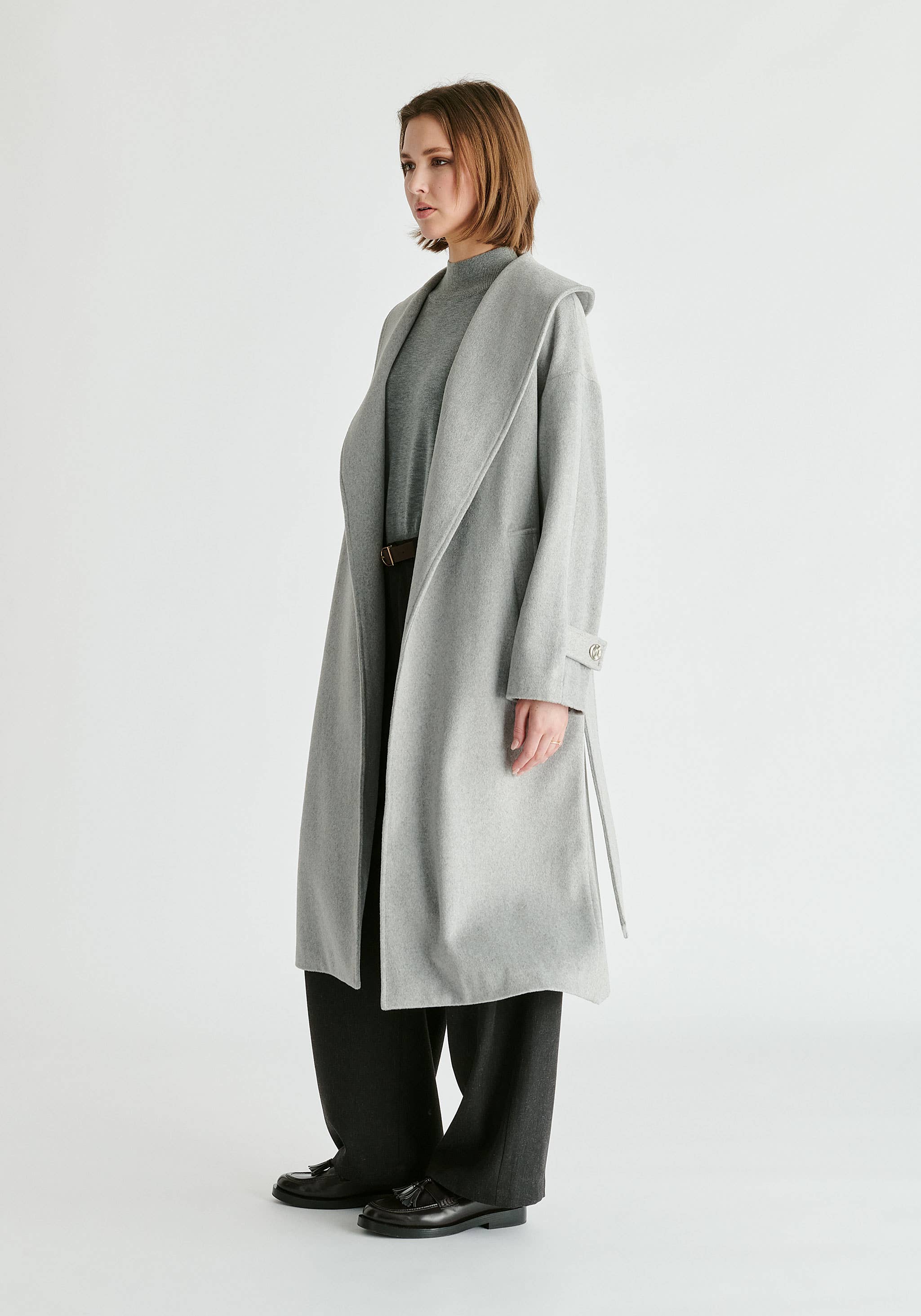 Paisie - Wholesale Coat - Women's - Shawl Collar Wool Coat with Belt24