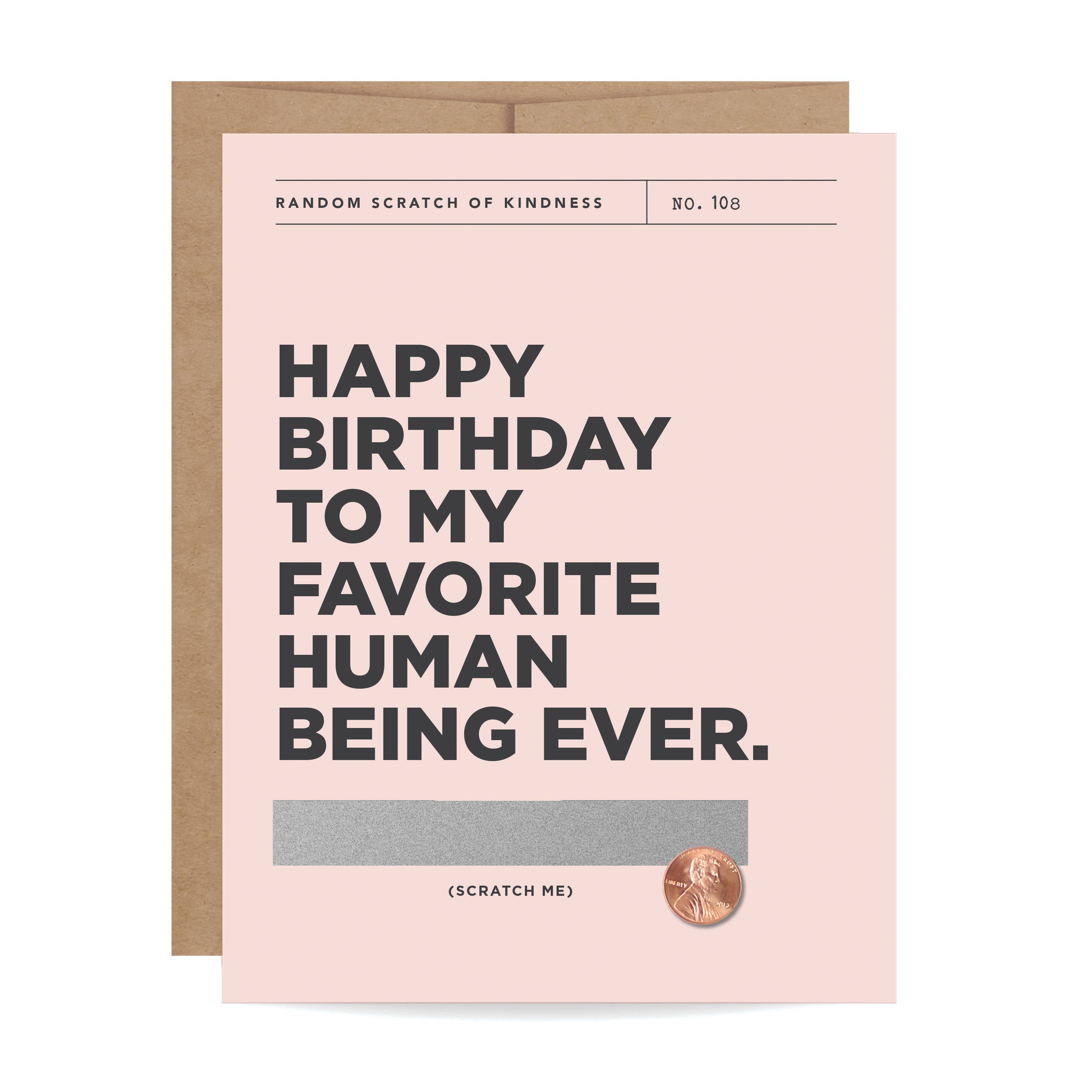 Inklings Paperie – wholesale Birthday card – Scratch-off Card -  Favorite Human Being - Birthday1