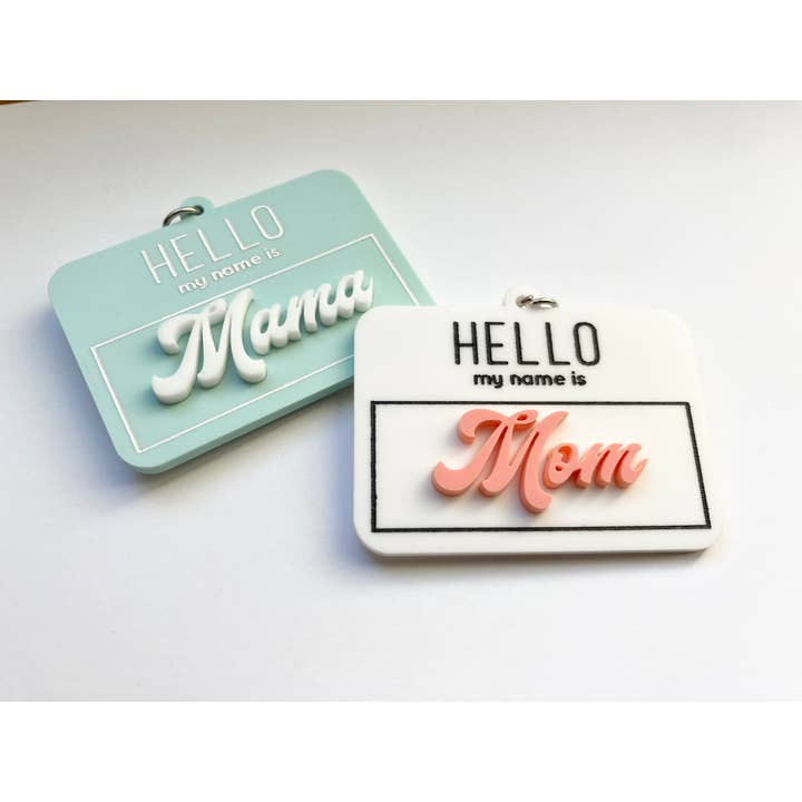 Cope and Co Custom Signs - Wholesale Keychain – Women's - Hello My Name Is Keychain - CURSIVE LETTERS1