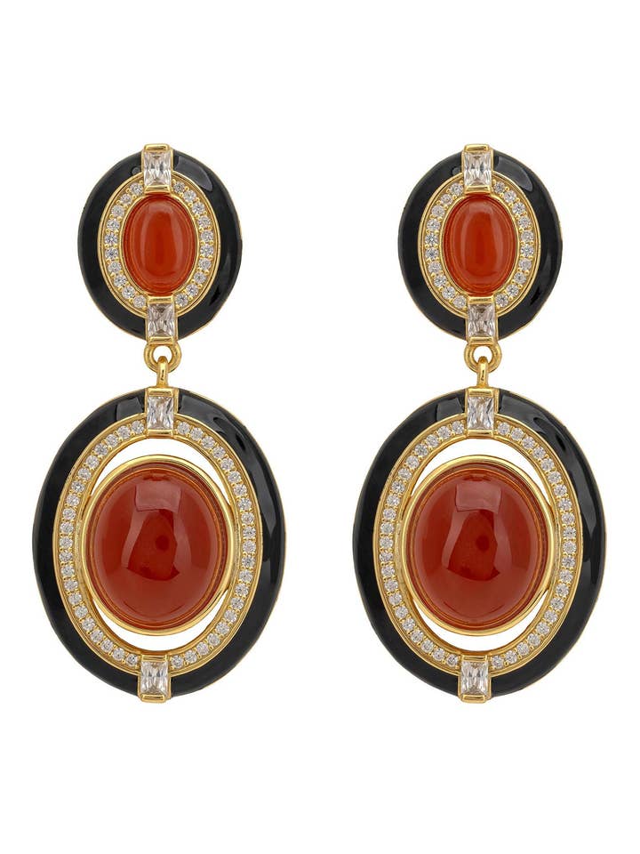Alessia Carnelian Drop Earrings Gold for wholesale by Latelita