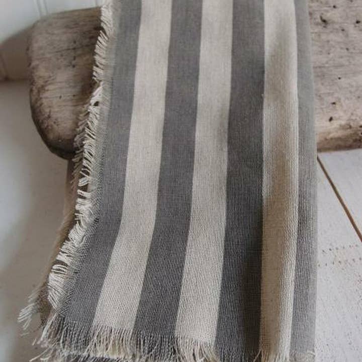 Packaging Decor - Wholesale Placemat - Linen Square Placemats with Fringed Edges Bold Gray Stripes1