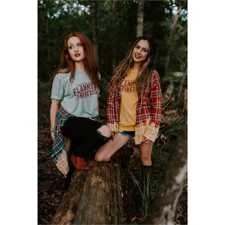 Southern Bliss Co. - Wholesale Screen Printed T-Shirt - Women's - Flannels and Fireside Teal Tee2