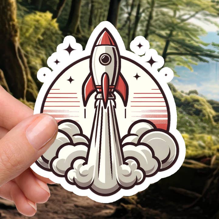 Smartstead Homestead - Wholesale Sticker - Rocket Ship Liftoff - 2 Inch Waterproof Vinyl Sticker0
