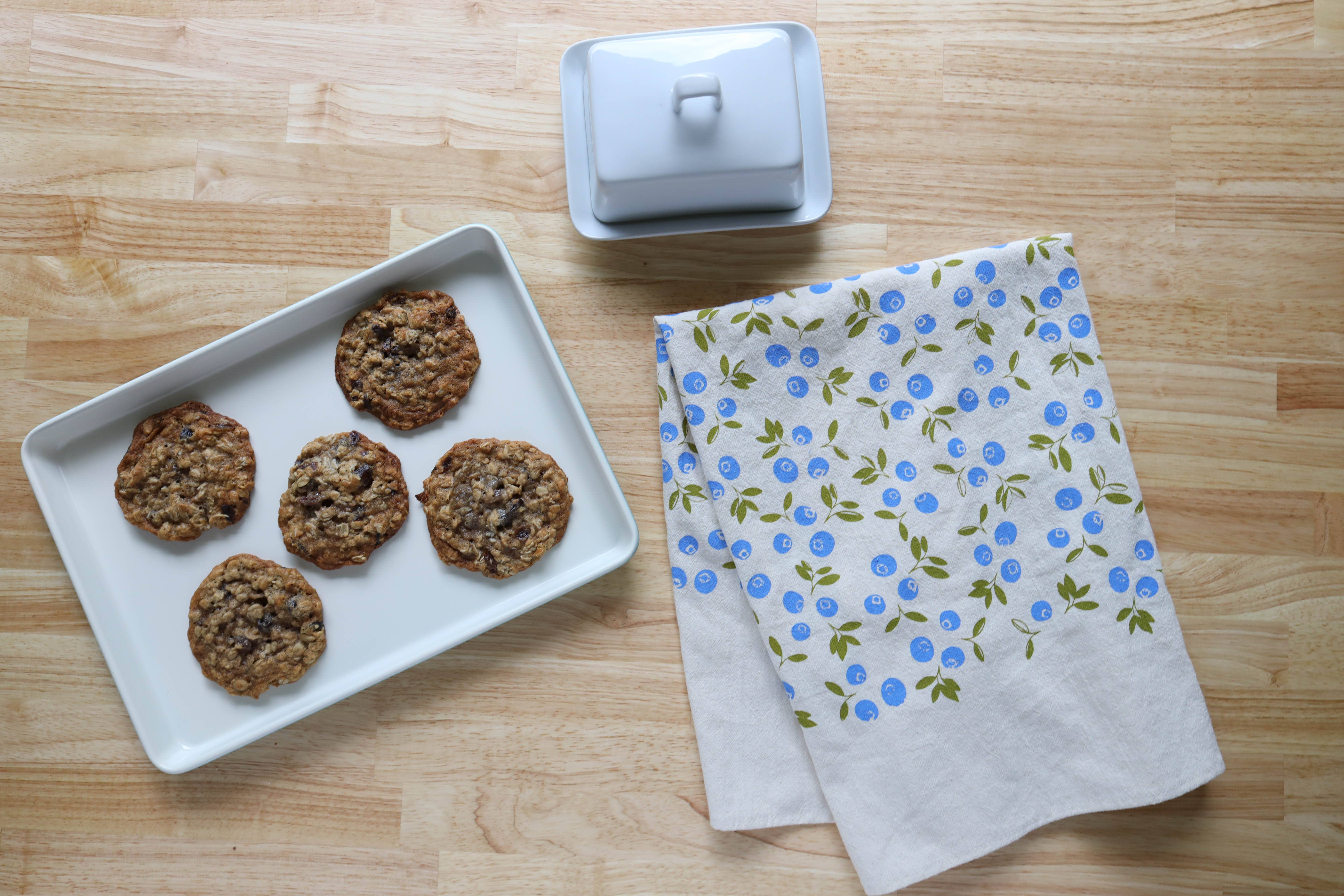 The High Fiber - Wholesale Tea Towel - Blueberry Kitchen Towel, Handprinted Tea Towel1