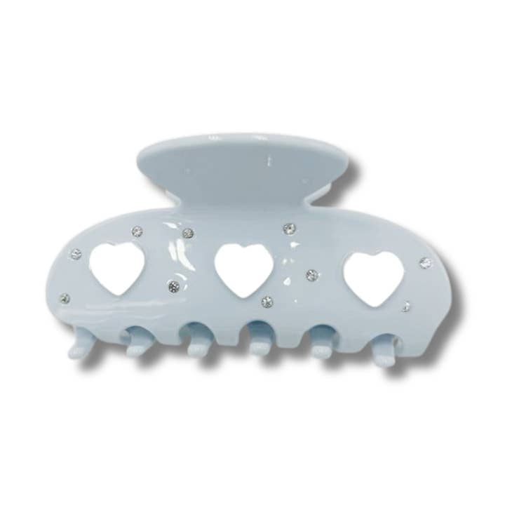 3 WHITE CANDY HEARTS CLAW HAIR CLIP for wholesale by Maddyloo