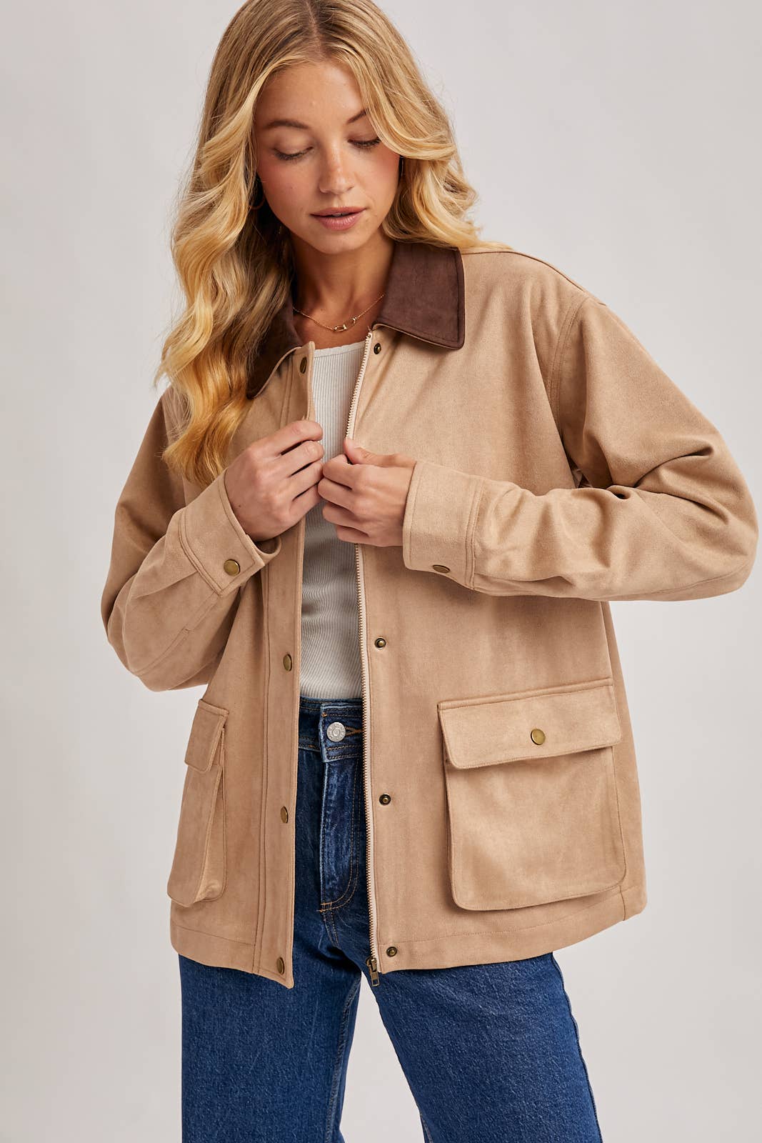 Bluivy - Wholesale Jacket - Women's - BUTTON DOWN FAUX SUEDE BARBOUR JACKET24