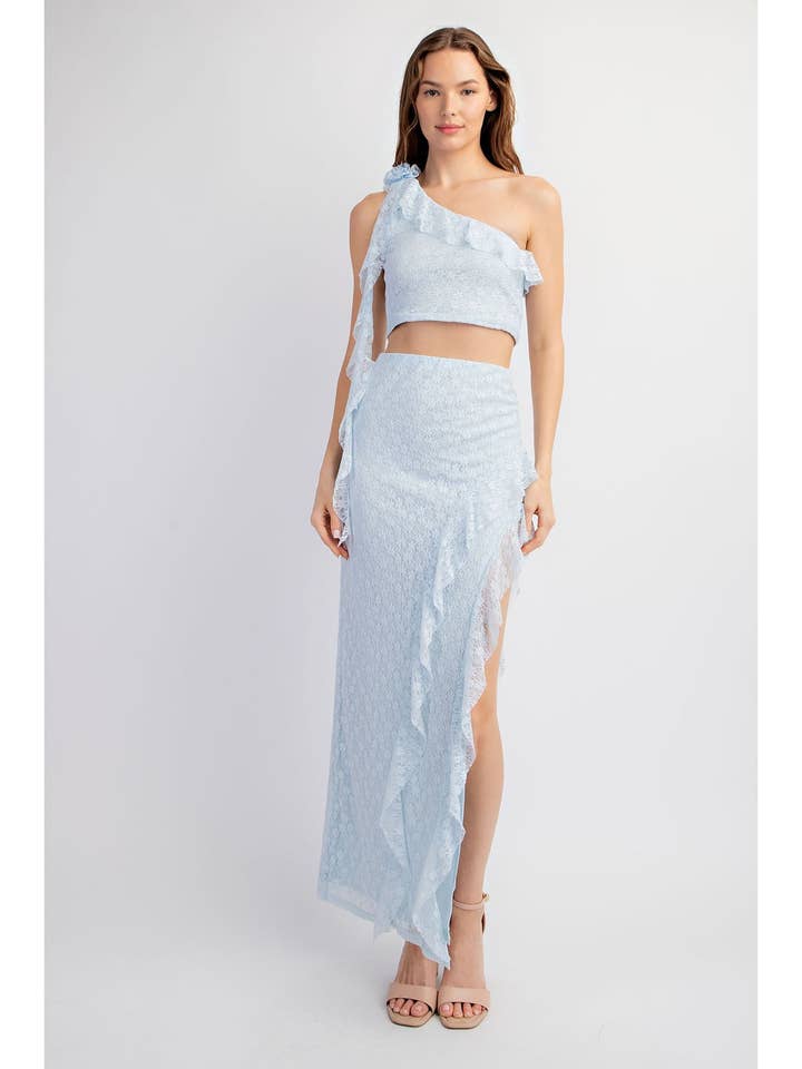 Ct4433 Top Corto Monospalla in Pizzo con Fiore per la vendita all'ingrosso da parte di Edit by Nine