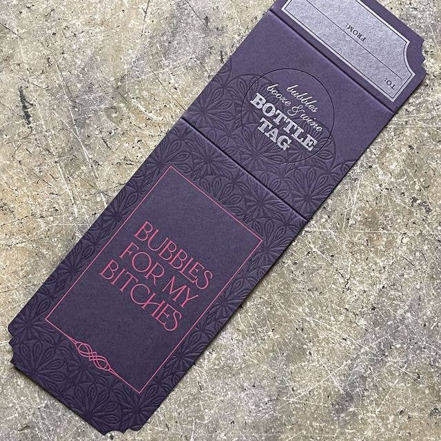 Étiquette de bouteille / Bulles pour les garces pour la vente par Somersault Letterpress