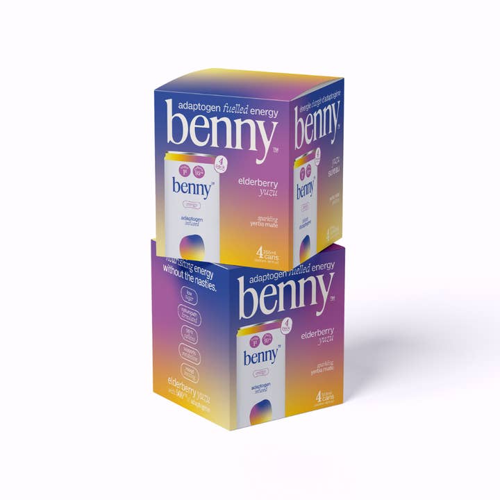 Benny - Wholesale Non-Alcoholic Aperitif/Mocktail - 4-Pack Elderberry Yuzu Yerba Mate Energy Drink