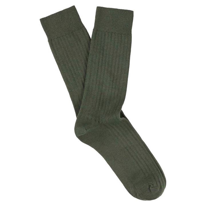 Chaussettes classiques côtelées pour homme - vert foncé pour la vente par ESCUYER