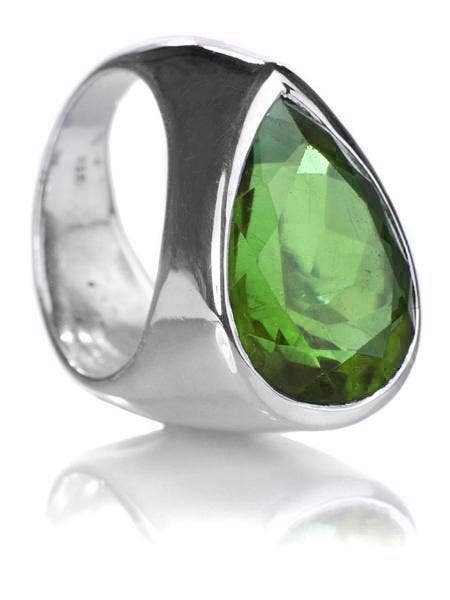 Paisley ring aan de zijkant groen glas voor wholesale door Sikara & Co.