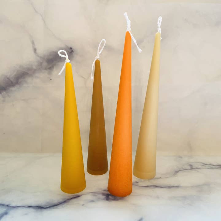 Maple + Love - Wholesale Tapered Candle/Candlestick - Neutrals Slim Cone Taper Beeswax Candle