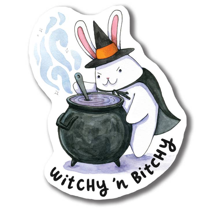 Adesivo de Halloween Witchy 'n Bitchy Bunny por atacado de Paper Wilderness