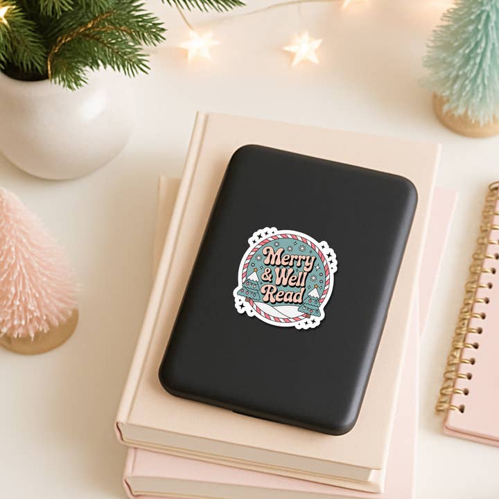 Auburn Row Design - Wholesale Sticker - Merry & Well Read Bookish Christmas Die Cut Sticker8