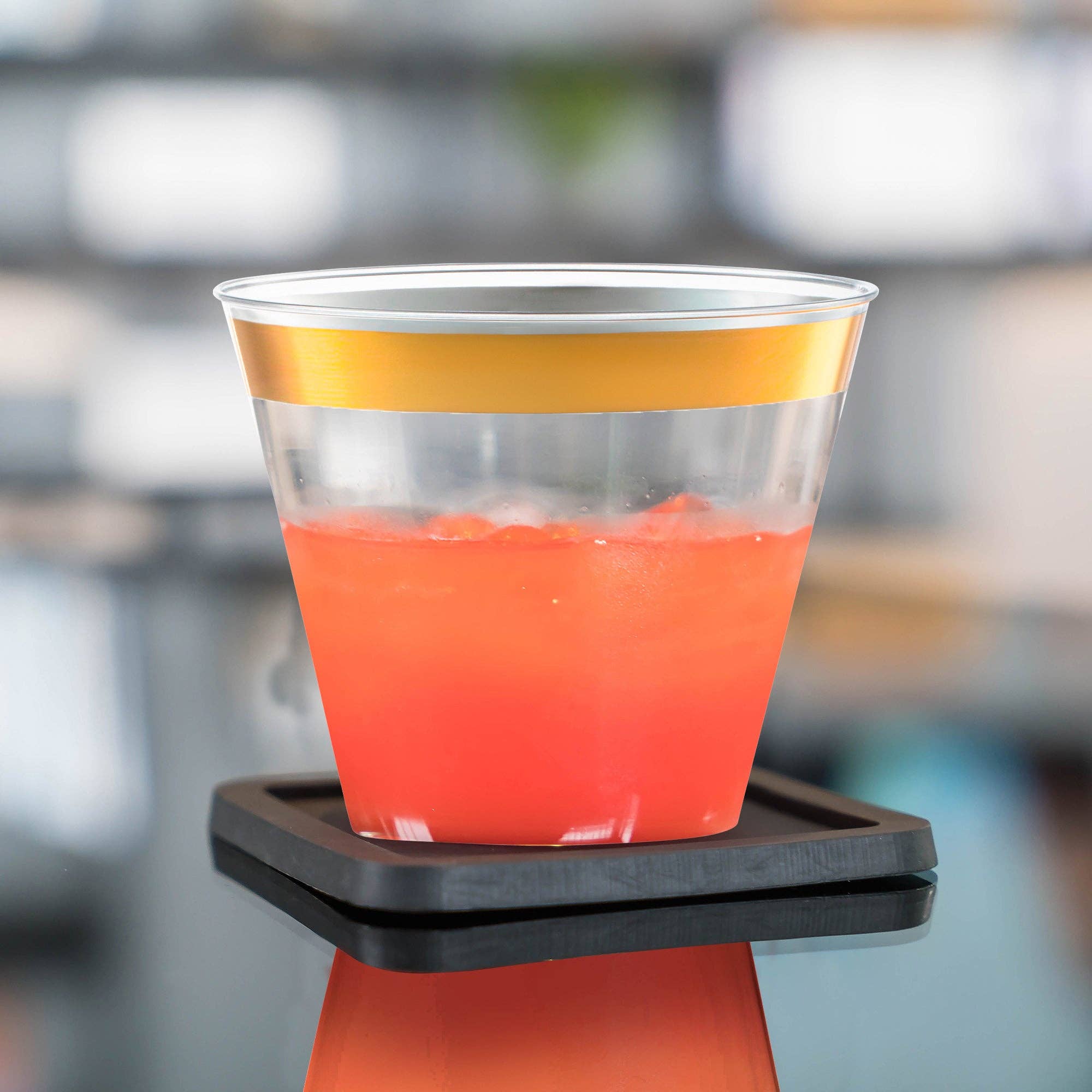 Smarty had a Party - Wholesale Disposable Cup - 9 oz. Clear with Metallic Gold Rim Plastic Cups - 240 pcs8