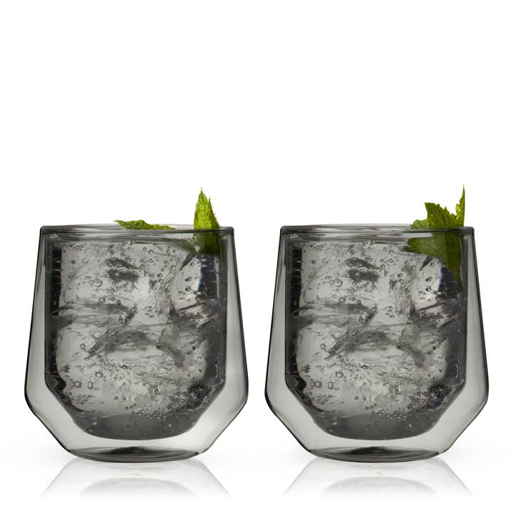 Aurora Double Walled Glass Tumblers Smoke Set of 2 for wholesale by Viski