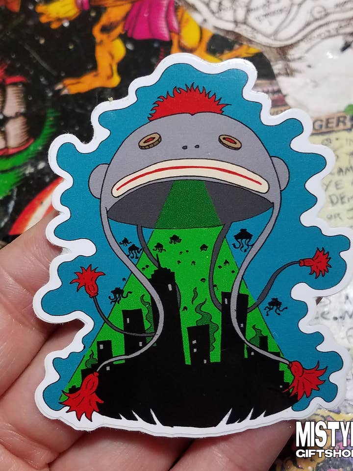 Vinyl Sticker - Invasion af venlighed - Vandflaske Laptop Scrapbog Planner Bujo Gave Vandtæt Matte eller Holo for engroshandel hos Misty Figs