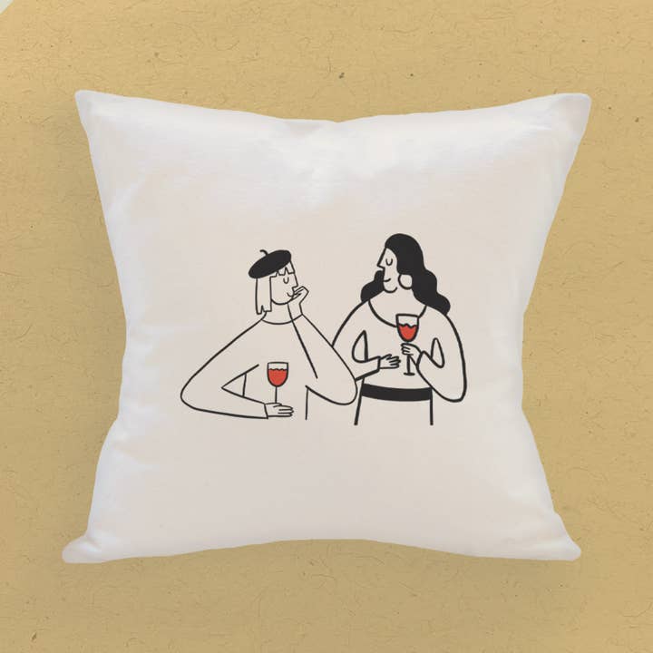 Wine Conversations - Coussin carré pour la vente par Boheme Bliss