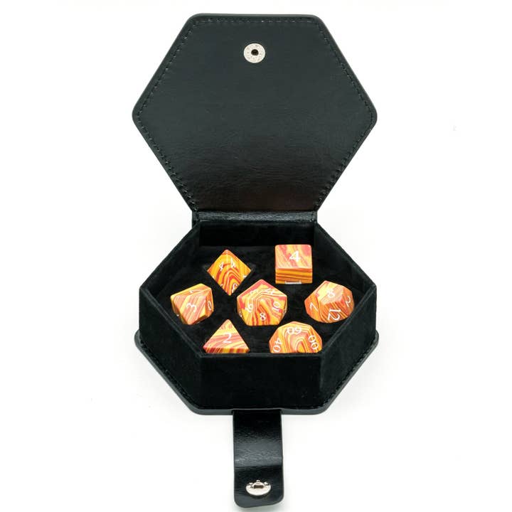 Geek Therapeutics - Wholesale Dice - Orange Malachite Gemstone Dice Set