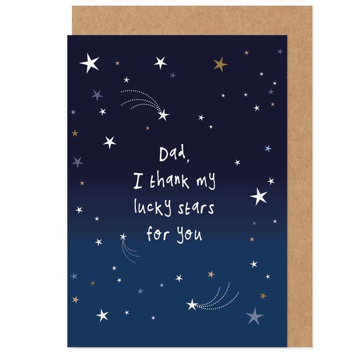 Papà Ringrazio le Mie Stelle Fortunate Biglietto per la Festa del Papà per la vendita all'ingrosso da parte di Bow & Bell