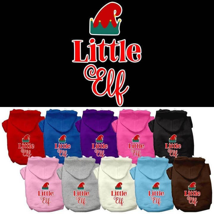 Christmas Pet Hoodie Screen Printed, "Little Elf" for wholesale by As You Wish Apparel