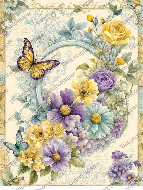 DRP267 - Magnifique Floral - Papier de riz A4 pour la vente par Decoricepaper