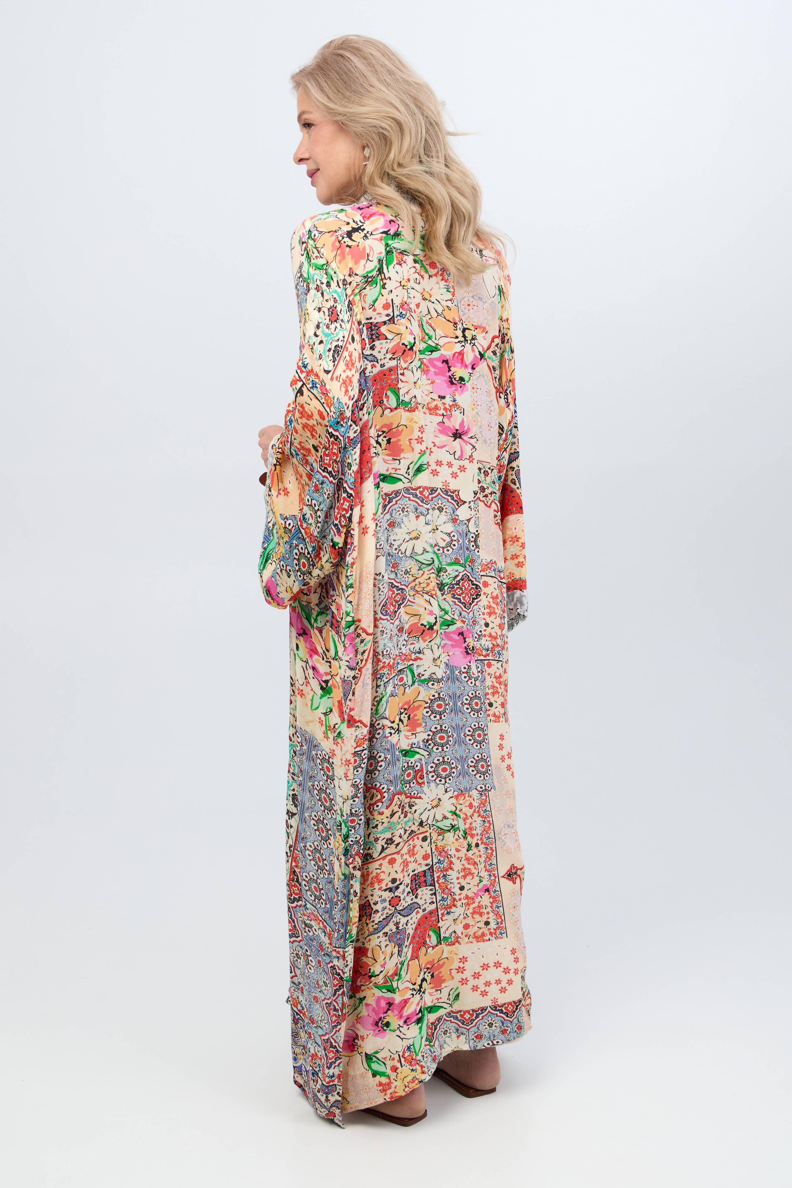 SAACHI - Wholesale Kimono - Women's - Mixed Floral Long Kimono Duster6