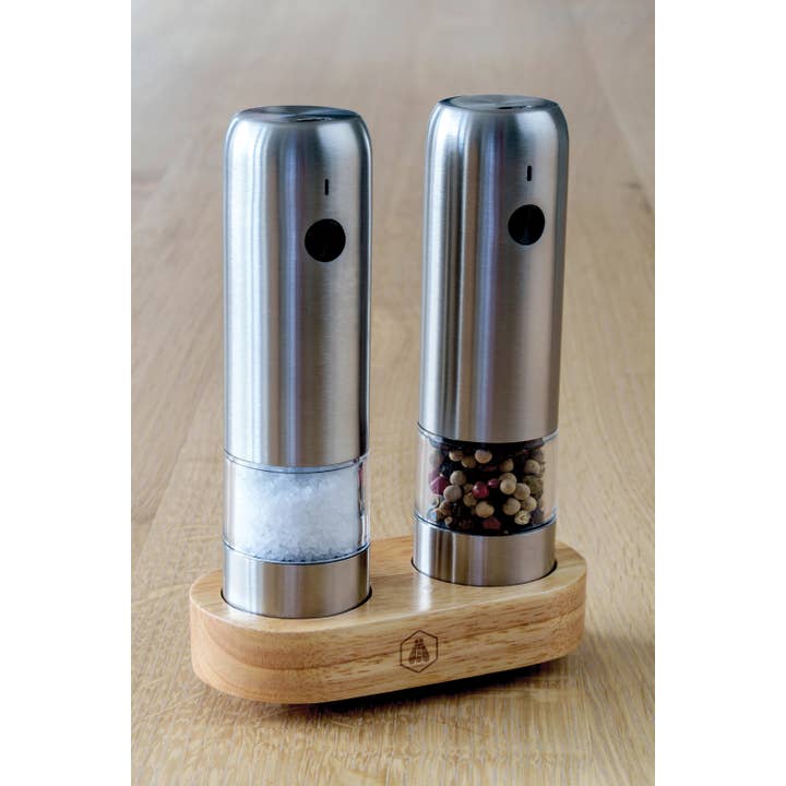 Laguiole Electric Salt and Pepper Mills – Wooden Stand for wholesale by Laguiole