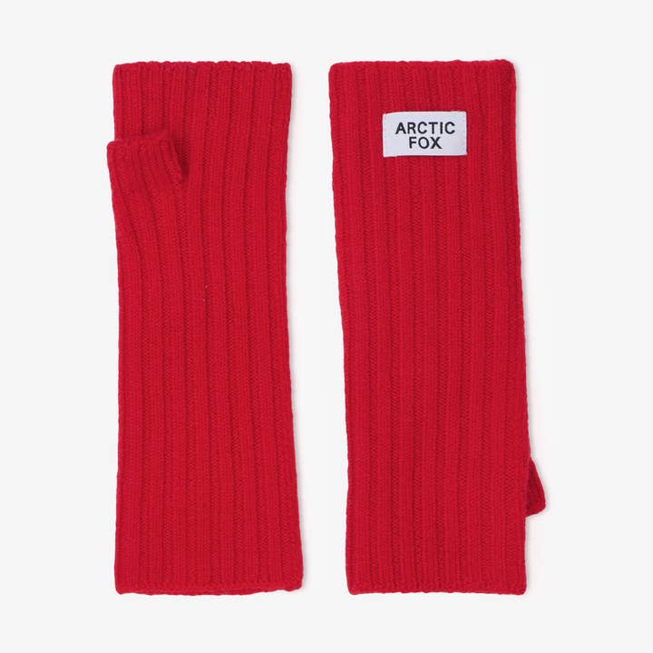 Merino Wool Fingerless Gloves - Flame Red - AW25 for wholesale by ARCTIC FOX & CO.