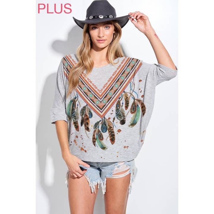 Top à col en V en tricot de style bohème Chevron de grande taille pour la vente par Phil Love