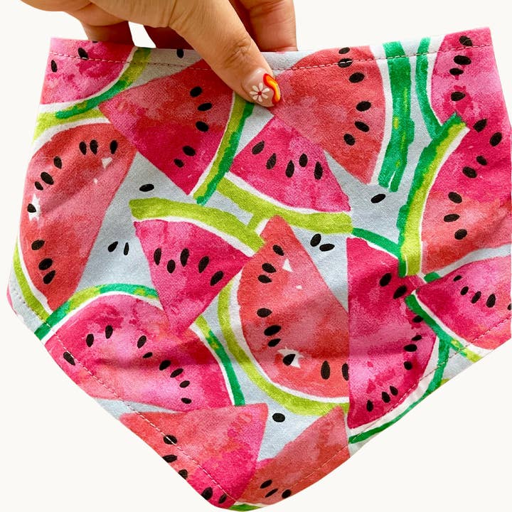 Bandana pour chien Melon Drop – Foulard pour animal de compagnie tranche de pastèque pour la vente par Very Vintage Designs