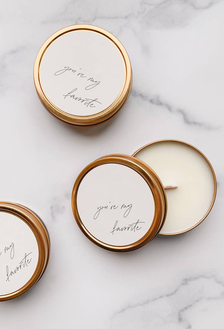 Simply Curated - Wholesale Travel Candles - "You're My Favorite" Soy Travel Candles0