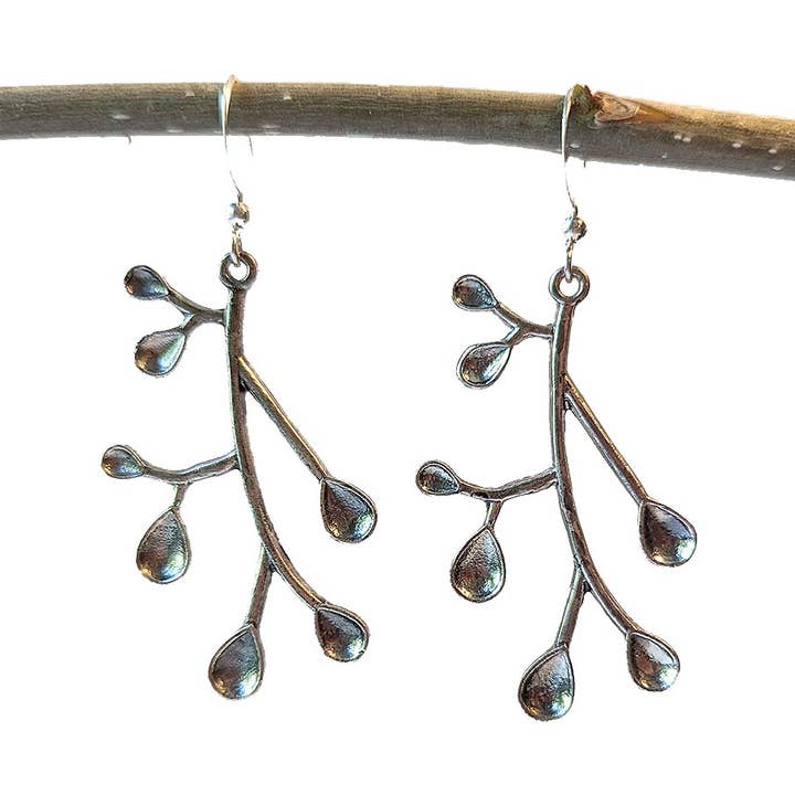 Antique Silver Branch With Leaves Modern Style Earrings for wholesale by Stylish Jewelry Supply