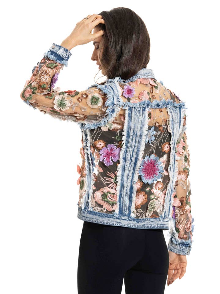 Adore - Wholesale Denim Jacket - Women's - BA-06 - Denim and Lace Embroidered Jacket 3