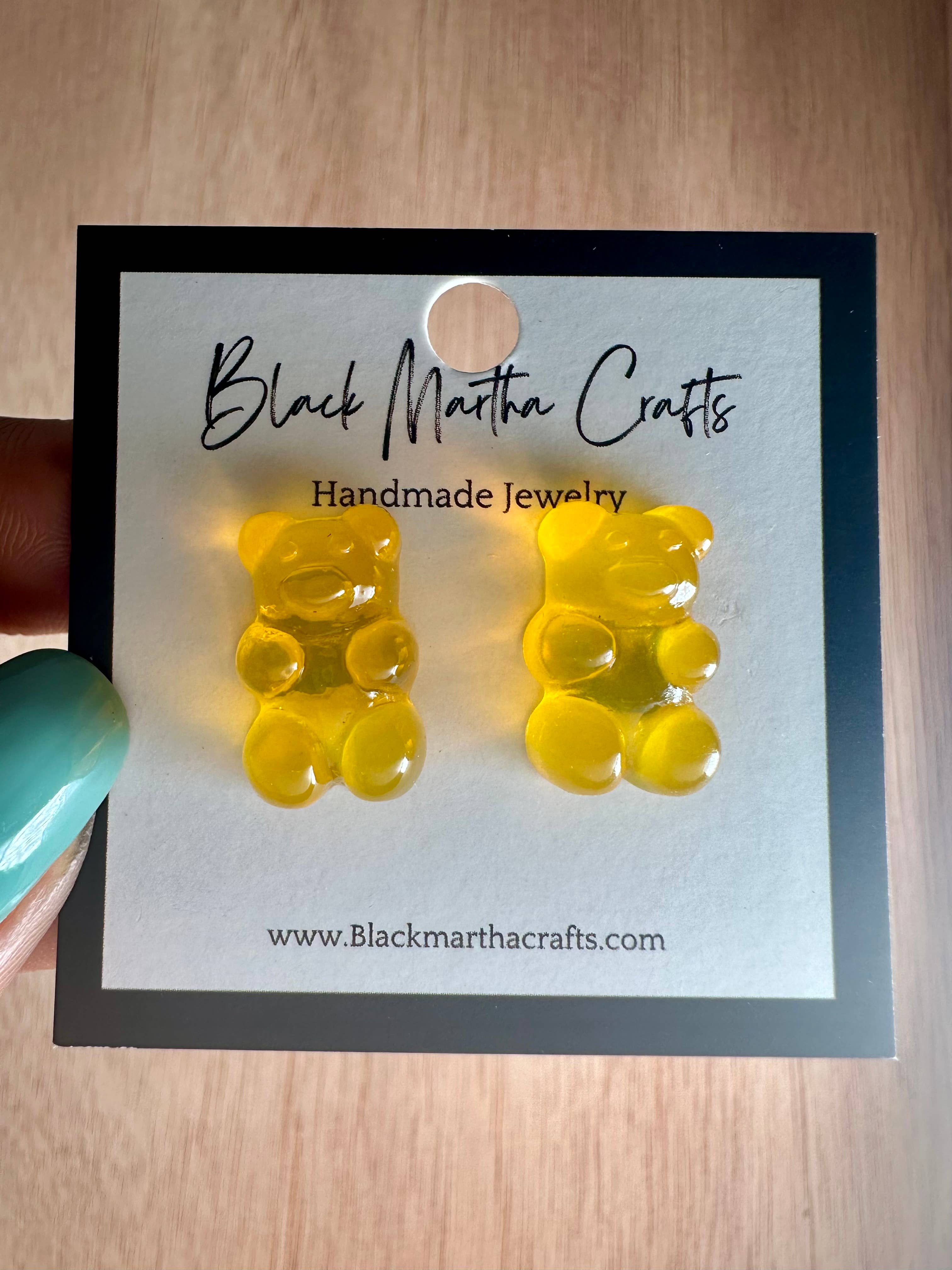 Black Martha Crafts - Wholesale Dangle Earrings - Teddy Grizzley- Teddy Bear Resin Stud earrings4